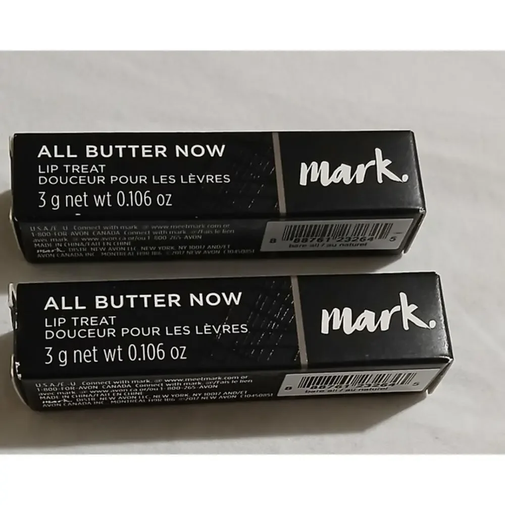 Set of 2-MARK - ALL BUTTER NOW - BARE ALL - LIP TREAT lipstick NIB